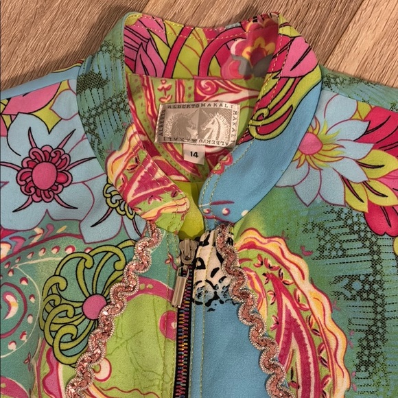 Alberto Makali vintage Multicolour Paisley Jacket size 14 - Picture 9 of 13